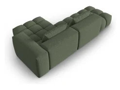 Outlet CXL by Christian Lacroix - Sofá modular de canto direito "Lorella" 4 lugares em tecido estrutural verde oliva escuro - 265x145x70cm Verde pinho
