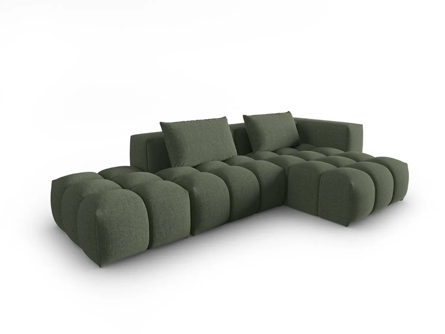 Outlet CXL by Christian Lacroix - Sofá modular de canto direito "Lorella" 4 lugares em tecido estrutural verde oliva escuro - 265x145x70cm Verde pinho