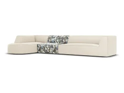 CXL by Christian Lacroix - Sofá de canto esquerdo "Charles" 5 lugares em veludo padrão de jardim azul claro, bege - 366x180x69cm Multicor