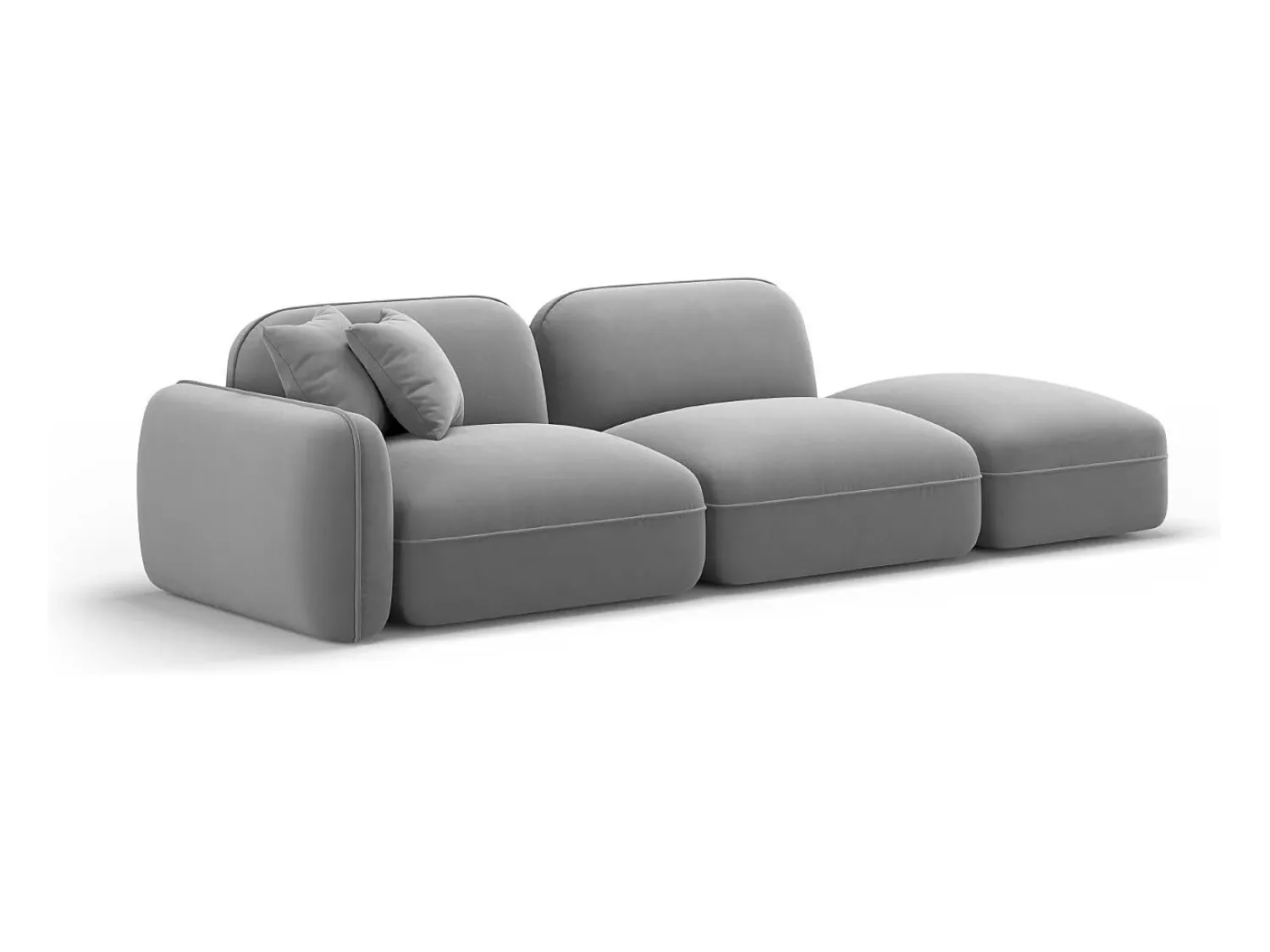 Outlet CXL by Christian Lacroix - Sofá modular direito "Lucien" 3 lugares em veludo cinza claro - 295x90x70cm Cinzento claro