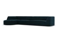 CXL by Christian Lacroix - Sofá de canto esquerdo "Charles" 5 lugares em veludo petróleo escuro - 366x180x69cm^ Sofá
