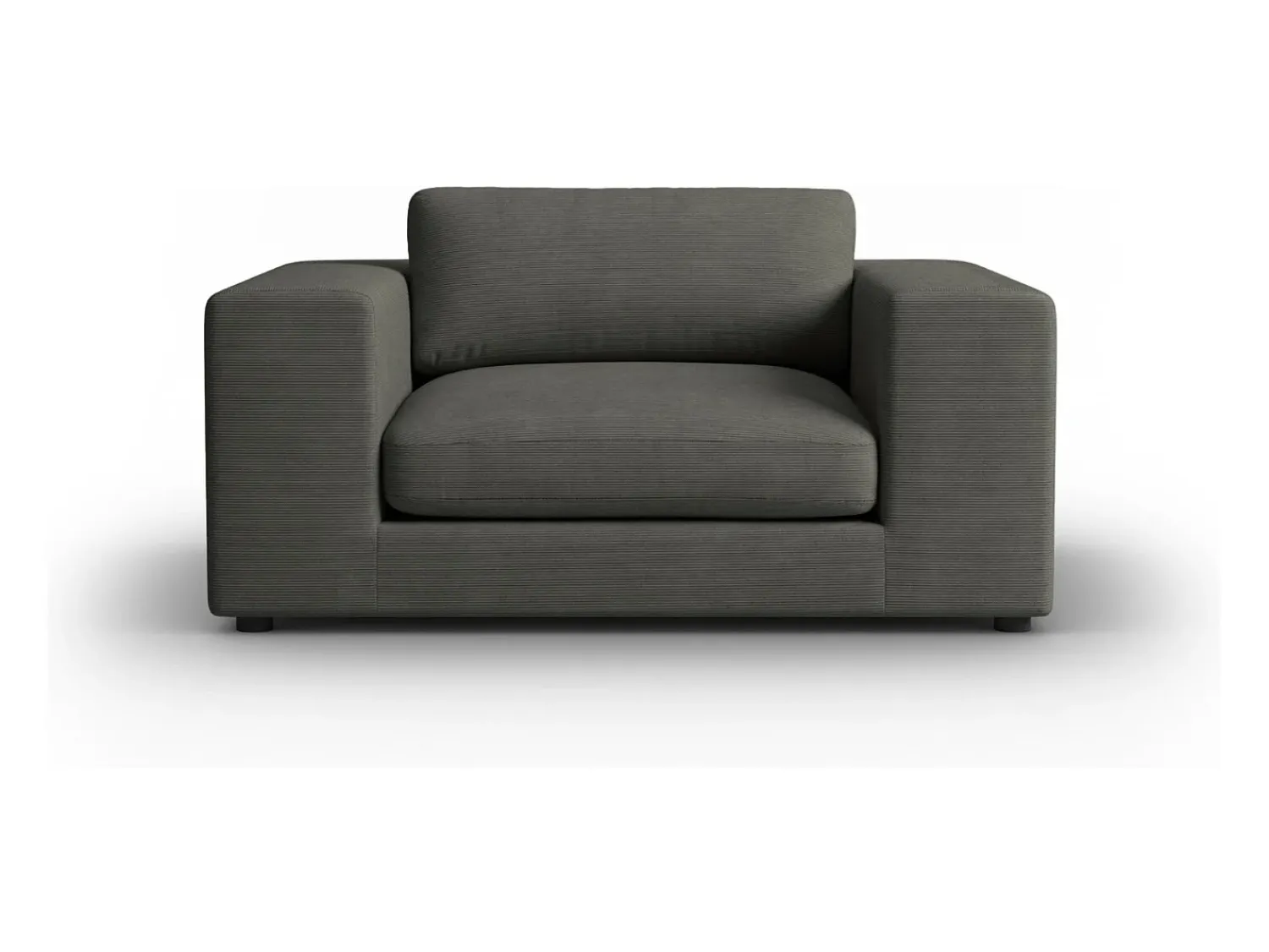 Sofá*CXL by Christian Lacroix - Sofá "Tendance" 1,5 lugares em veludo cotelê cinza escuro - 156x122x72cm Cinza antracite