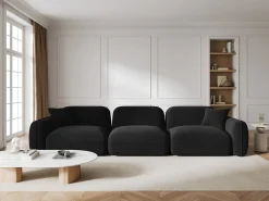 CXL by Christian Lacroix - Sofá modular "Lucien" 4 lugares em veludo - 320x90x70cm Preto