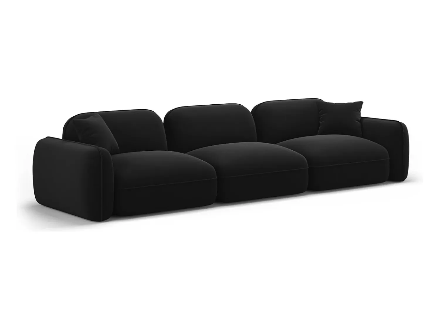 CXL by Christian Lacroix - Sofá modular "Lucien" 4 lugares em veludo - 320x90x70cm Preto
