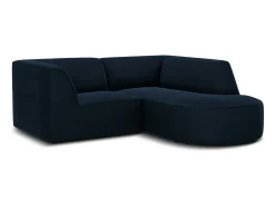 Sofá|CXL by Christian Lacroix - Sofá de canto direito "Charles" 3 lugares em veludo - 186x180x69cm Azul escuro