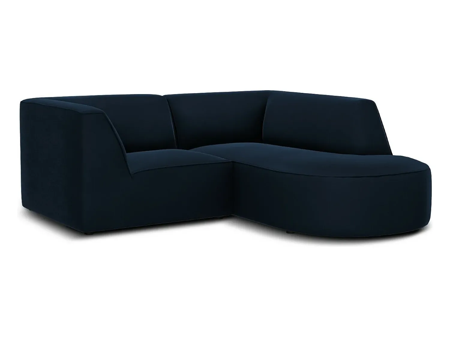 Sofá|CXL by Christian Lacroix - Sofá de canto direito "Charles" 3 lugares em veludo - 186x180x69cm Azul escuro
