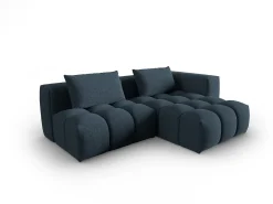 Sofá|CXL by Christian Lacroix - Sofá modular de canto direito "Lorella" 3 lugares em tecido estrutural - 205x145x70cm Azul escuro