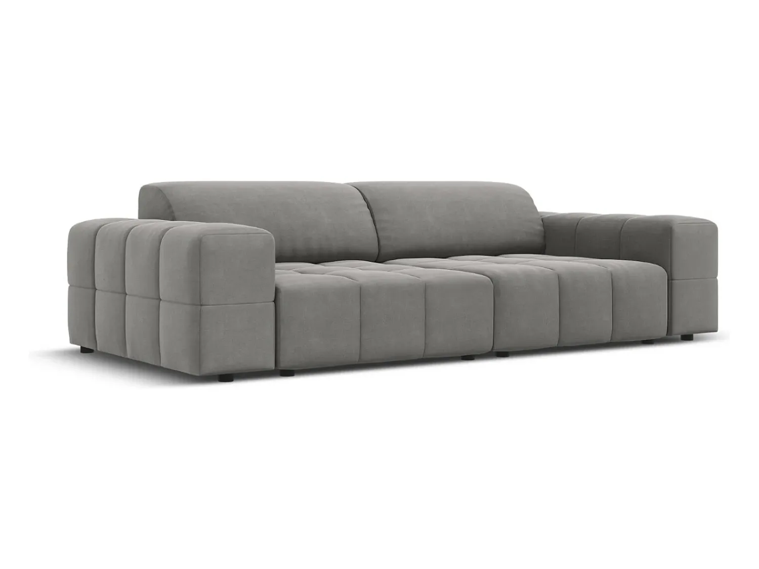 CXL by Christian Lacroix - Sofá "Luc" 3 lugares em veludo cinza claro - 204x102x70cm^ Sofá