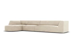 Clearance CXL by Christian Lacroix - Sofá de canto esquerdo "Charles" 5 lugares em veludo claro - 366x180x69cm Bege