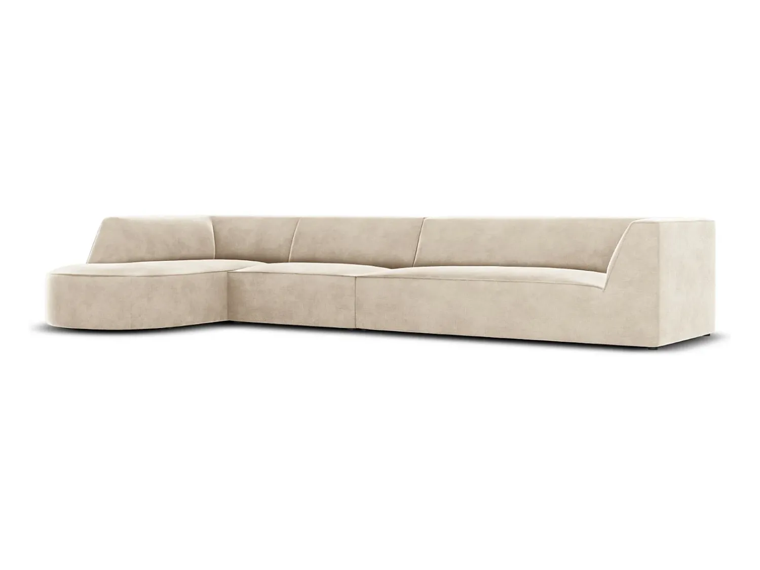 Clearance CXL by Christian Lacroix - Sofá de canto esquerdo "Charles" 5 lugares em veludo claro - 366x180x69cm Bege