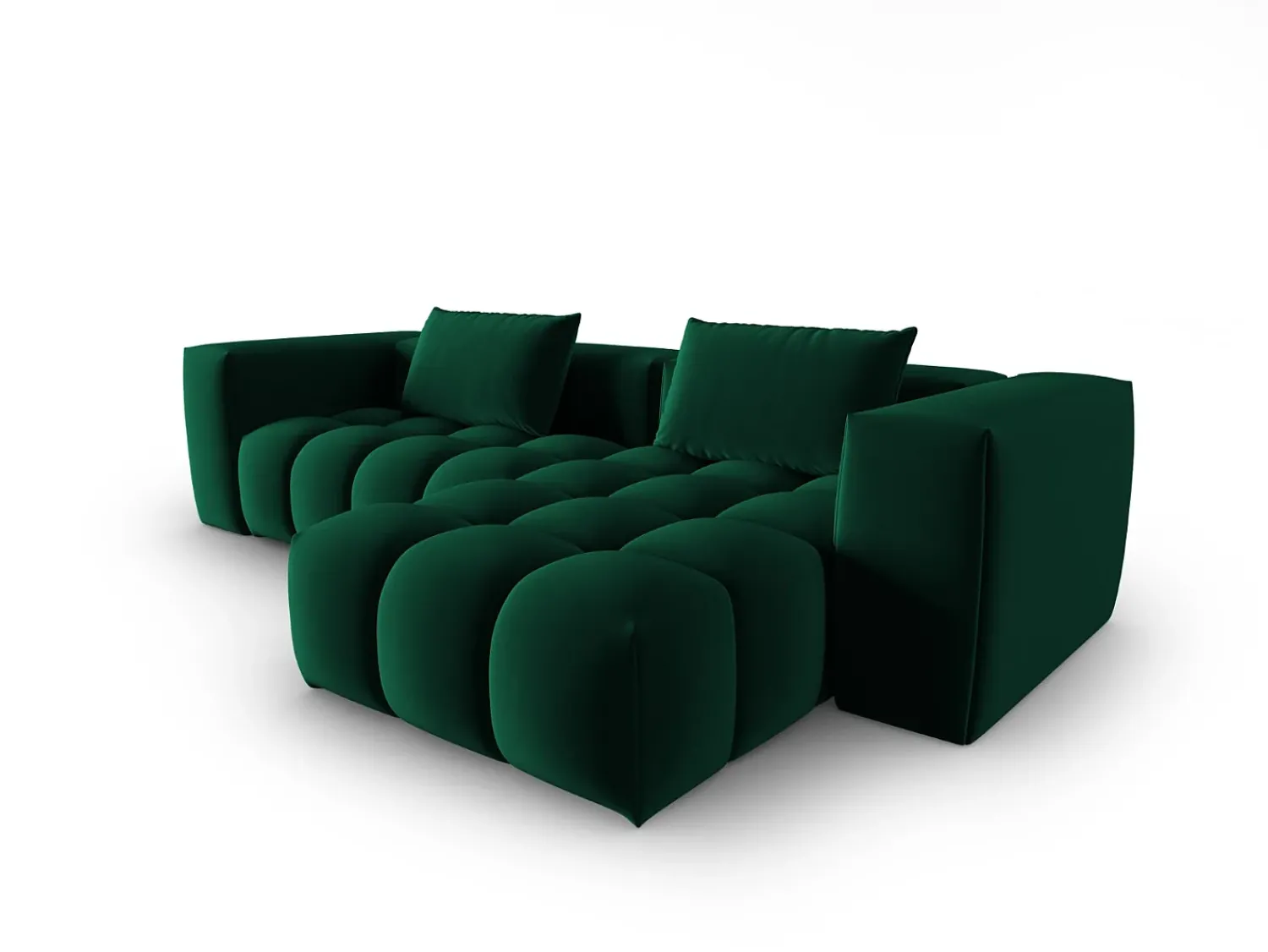 Discount CXL by Christian Lacroix - Sofá modular de canto direito "Lorella" 3 lugares em veludo verde garrafa - 260x145x70cm Verde pinho