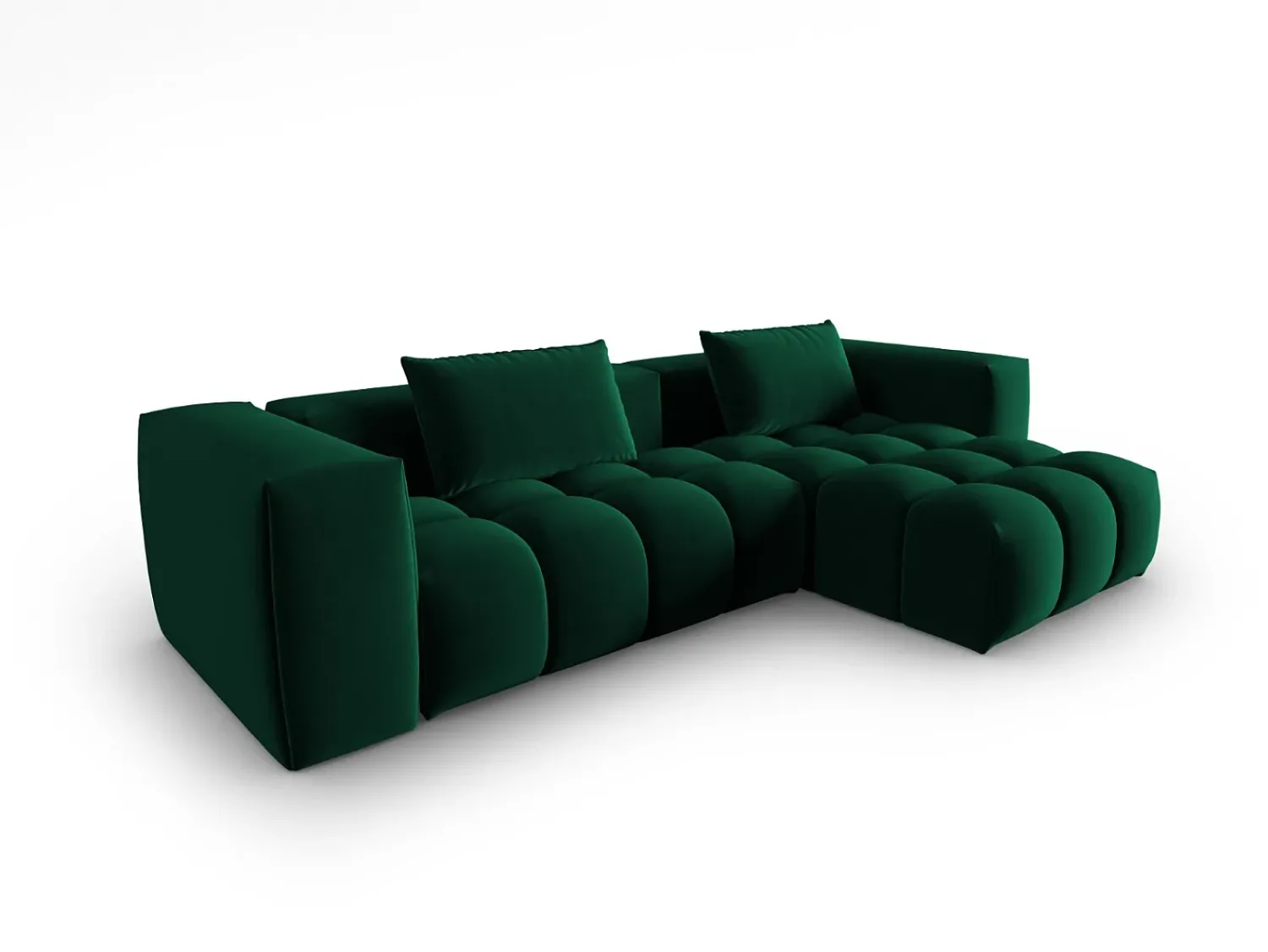 Discount CXL by Christian Lacroix - Sofá modular de canto direito "Lorella" 3 lugares em veludo verde garrafa - 260x145x70cm Verde pinho