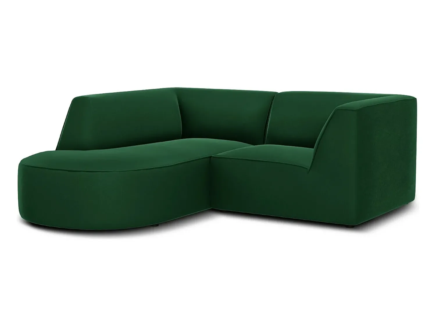 Sofá|CXL by Christian Lacroix - Sofá de canto esquerdo "Charles" 3 lugares em veludo - 186x180x69cm Verde