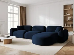 CXL by Christian Lacroix - Sofá modular de canto direito "Lucien" 4 lugares em veludo azul real - 320x165x70cm^ Sofá