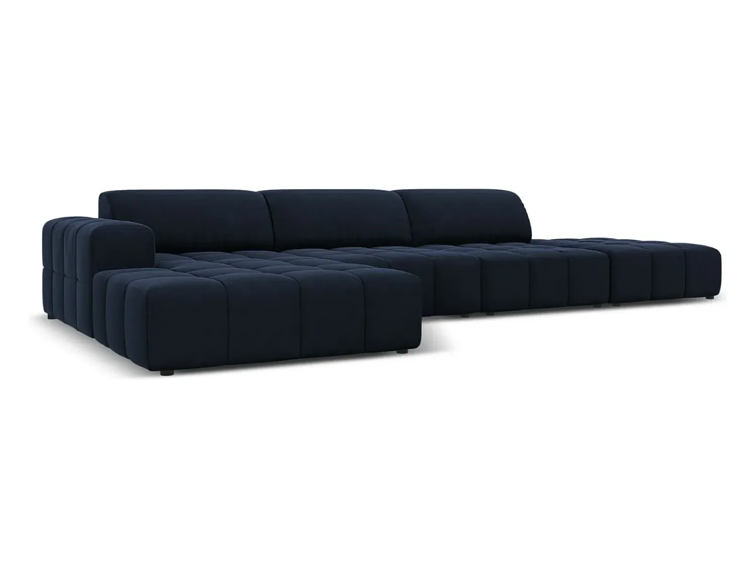 Online CXL by Christian Lacroix - Sofá de canto esquerdo "Luc" 5 lugares em veludo - 341x166x70cm Azul escuro
