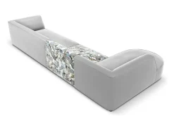 Sofá|CXL by Christian Lacroix - Sofá de canto esquerdo "Charles" 5 lugares em veludo padrão jardim: azul-claro, cinzento-claro - 366x180x69cm Multicor