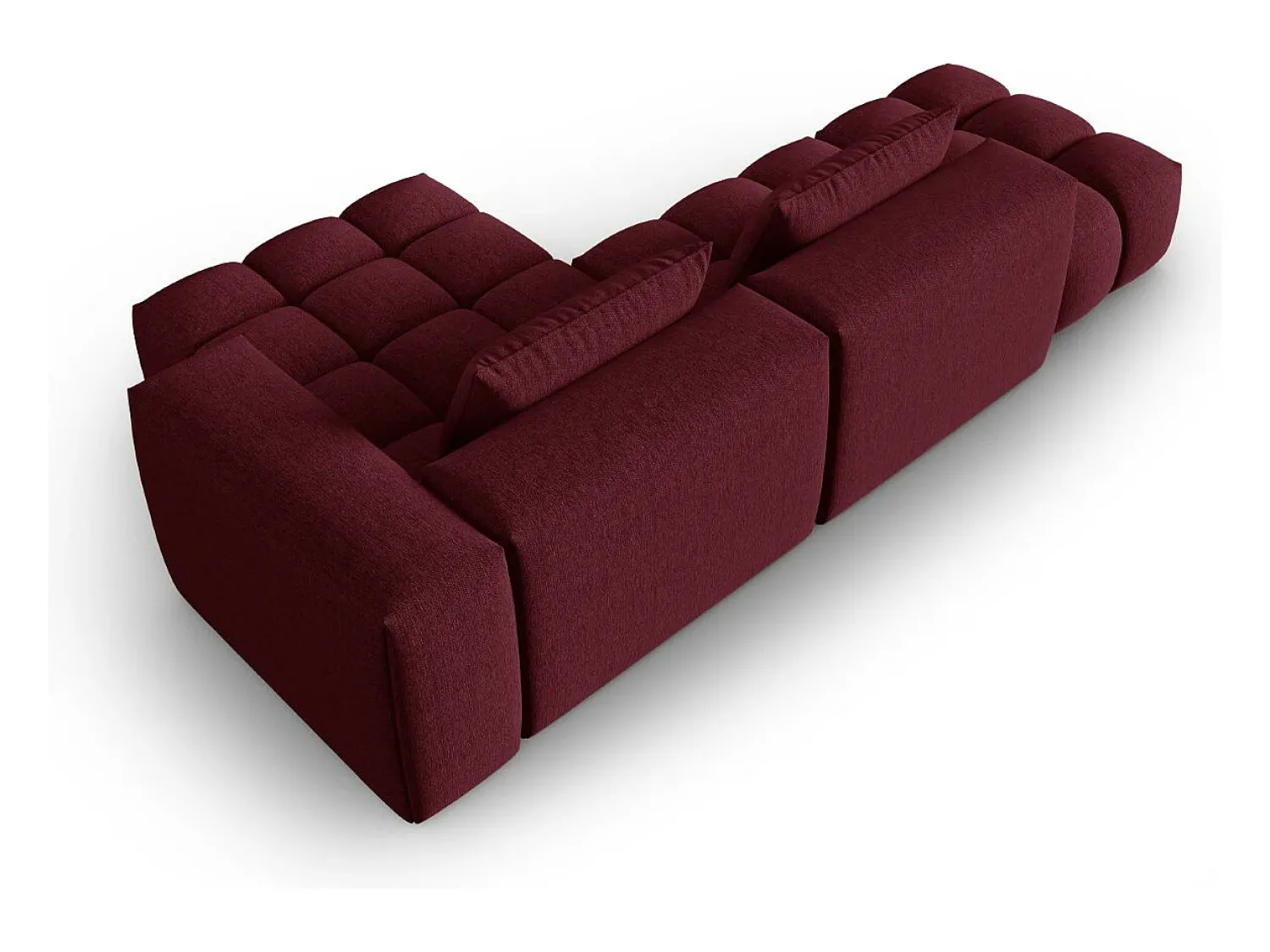 Sofá|CXL by Christian Lacroix - Sofá modular de canto direito "Lorella" 4 lugares em tecido estrutural - 265x145x70cm Bordeaux