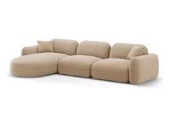 Sofá|CXL by Christian Lacroix - Sofá modular de canto esquerdo "Lucien" 4 lugares em veludo areia - 320x165x70cm Camel