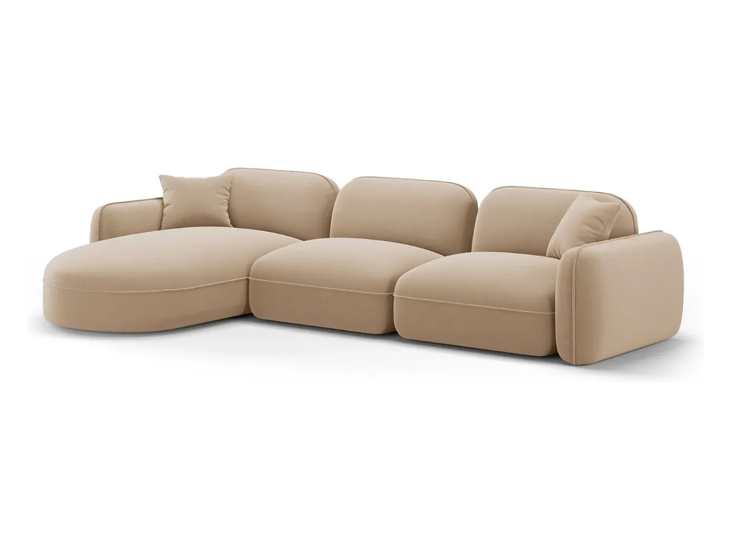 Sofá|CXL by Christian Lacroix - Sofá modular de canto esquerdo "Lucien" 4 lugares em veludo areia - 320x165x70cm Camel