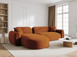 Sofá|CXL by Christian Lacroix - Sofá modular de canto esquerdo "Lucien" 4 lugares em veludo - 275x165x70cm Terracota
