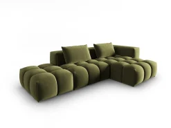 Sofá|CXL by Christian Lacroix - Sofá modular de canto direito "Lorella" 4 lugares em veludo - 265x145x70cm Verde claro