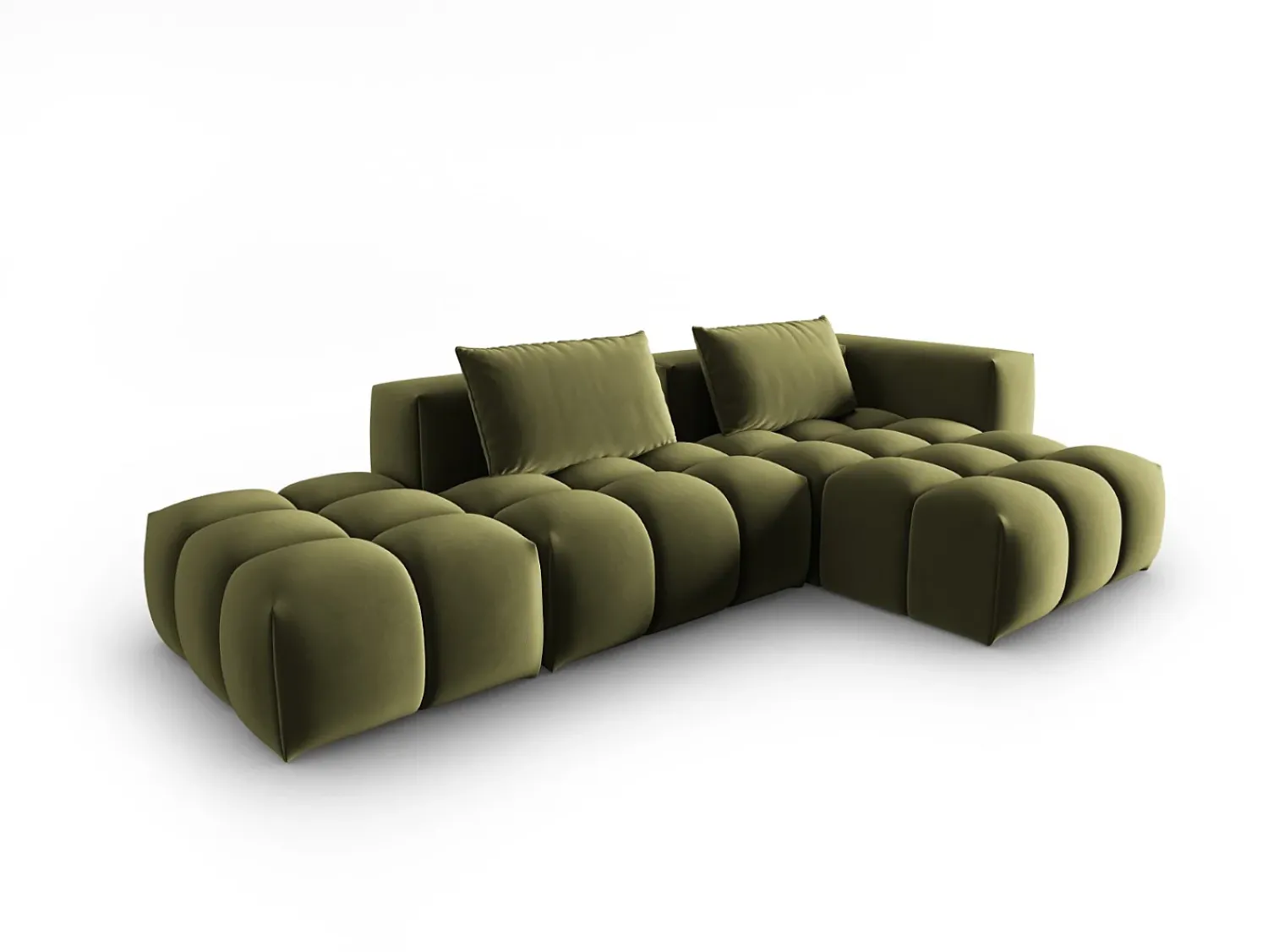Sofá|CXL by Christian Lacroix - Sofá modular de canto direito "Lorella" 4 lugares em veludo - 265x145x70cm Verde claro