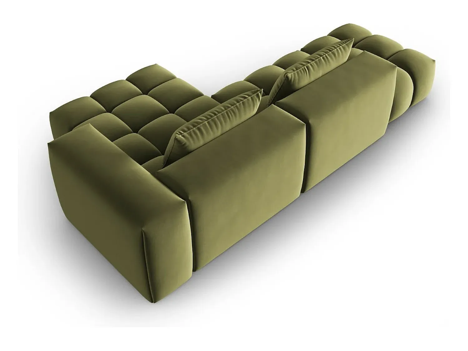 Sofá|CXL by Christian Lacroix - Sofá modular de canto direito "Lorella" 4 lugares em veludo - 265x145x70cm Verde claro