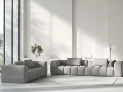 Sofá*CXL by Christian Lacroix - Sofá modular "Lorella" 3 lugares em tecido estrutural escuro - 230x85x70cm Bege