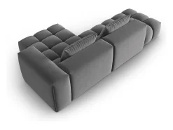 Sofá|CXL by Christian Lacroix - Sofá modular de canto direito "Lorella" 4 lugares em veludo cimento - 265x145x70cm Cinzento
