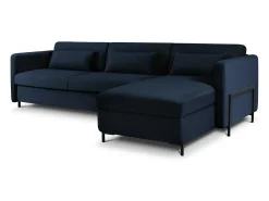 CXL by Christian Lacroix - Sofá-cama de canto direito "Yanis" 5 lugares em veludo azul real - 280x170x80cm^ Sofá