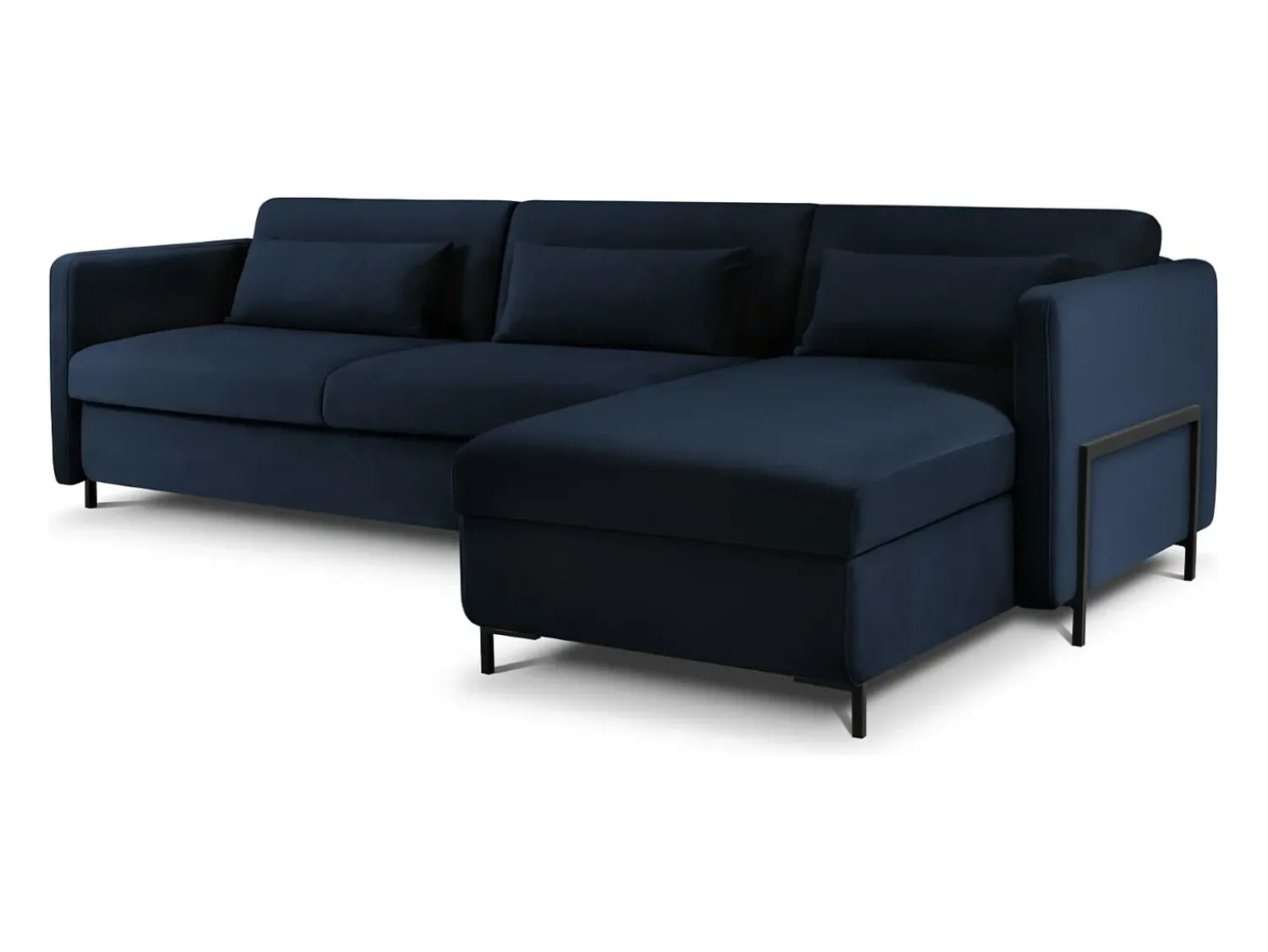 CXL by Christian Lacroix - Sofá-cama de canto direito "Yanis" 5 lugares em veludo azul real - 280x170x80cm^ Sofá
