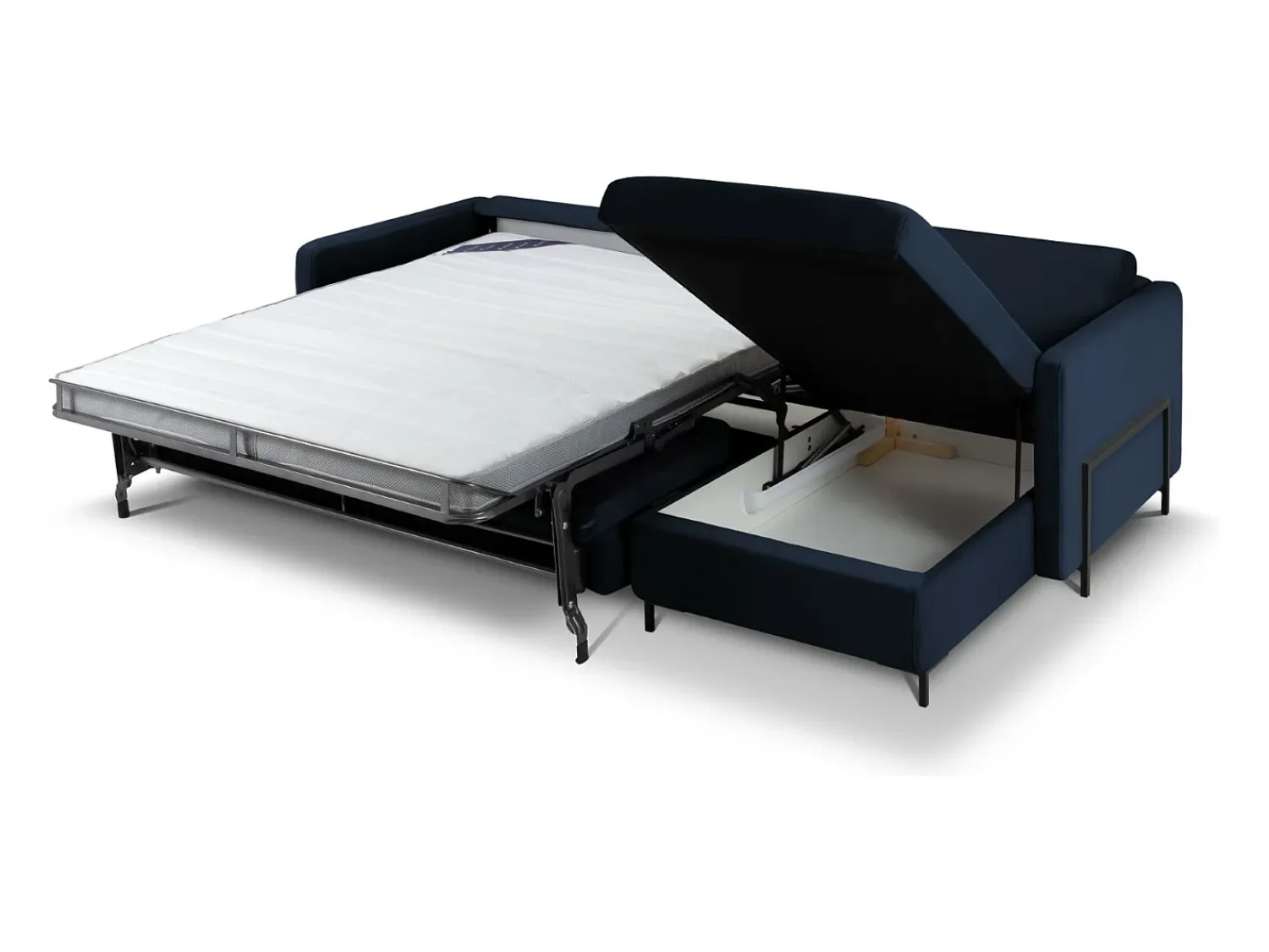 CXL by Christian Lacroix - Sofá-cama de canto direito "Yanis" 5 lugares em veludo azul real - 280x170x80cm^ Sofá