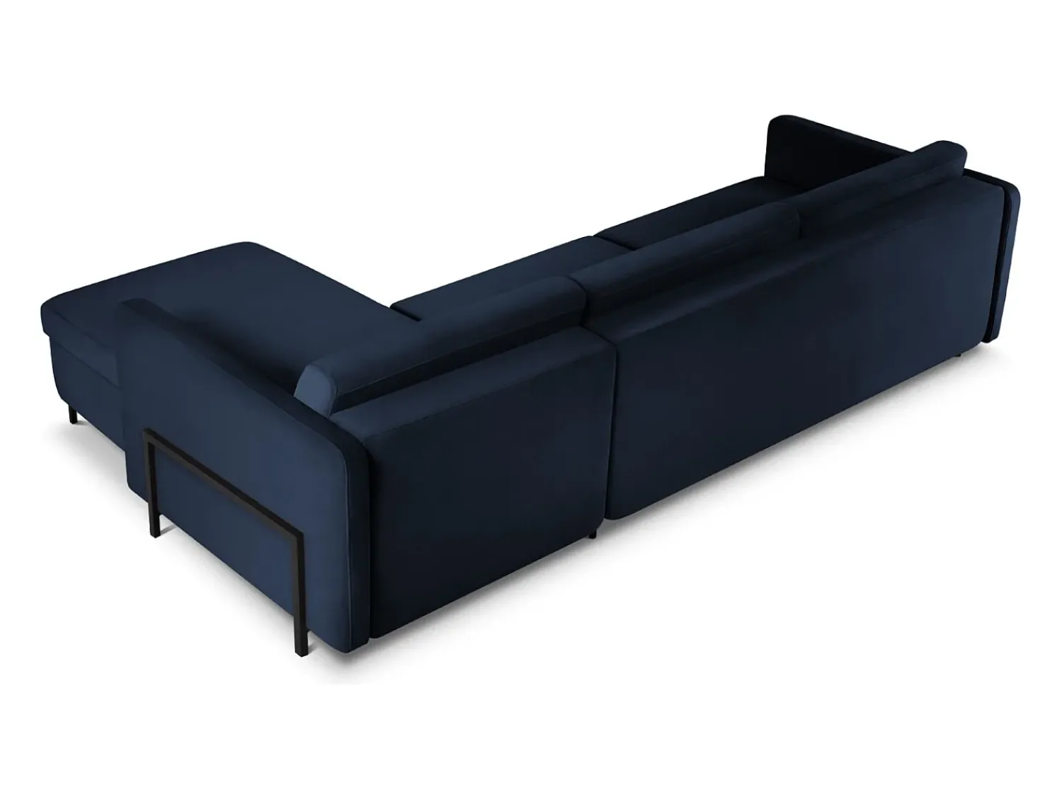 CXL by Christian Lacroix - Sofá-cama de canto direito "Yanis" 5 lugares em veludo azul real - 280x170x80cm^ Sofá