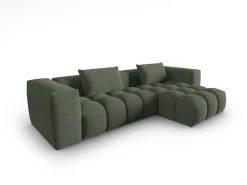 Sofá*CXL by Christian Lacroix - Sofá modular de canto direito "Lorella" 3 lugares em tecido estrutural verde oliva escuro - 260x145x70cm Verde pinho