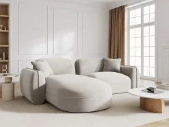 Outlet CXL by Christian Lacroix - Sofá modular de canto esquerdo "Lucien" 3 lugares em veludo claro - 230x165x70cm Bege