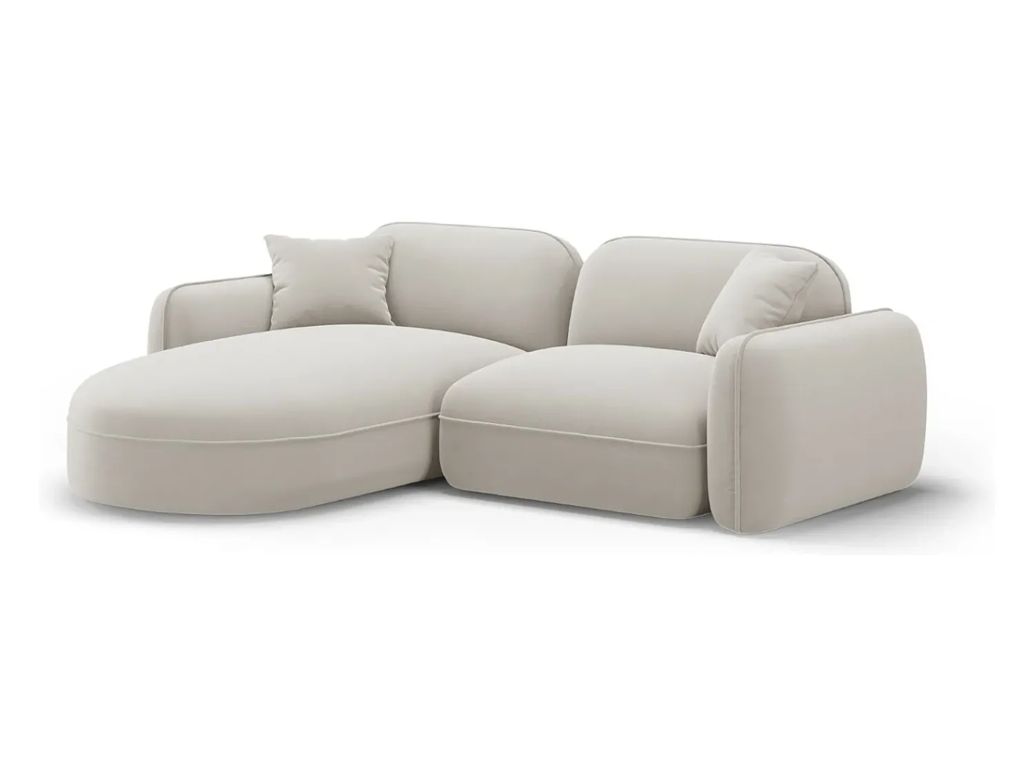 Outlet CXL by Christian Lacroix - Sofá modular de canto esquerdo "Lucien" 3 lugares em veludo claro - 230x165x70cm Bege