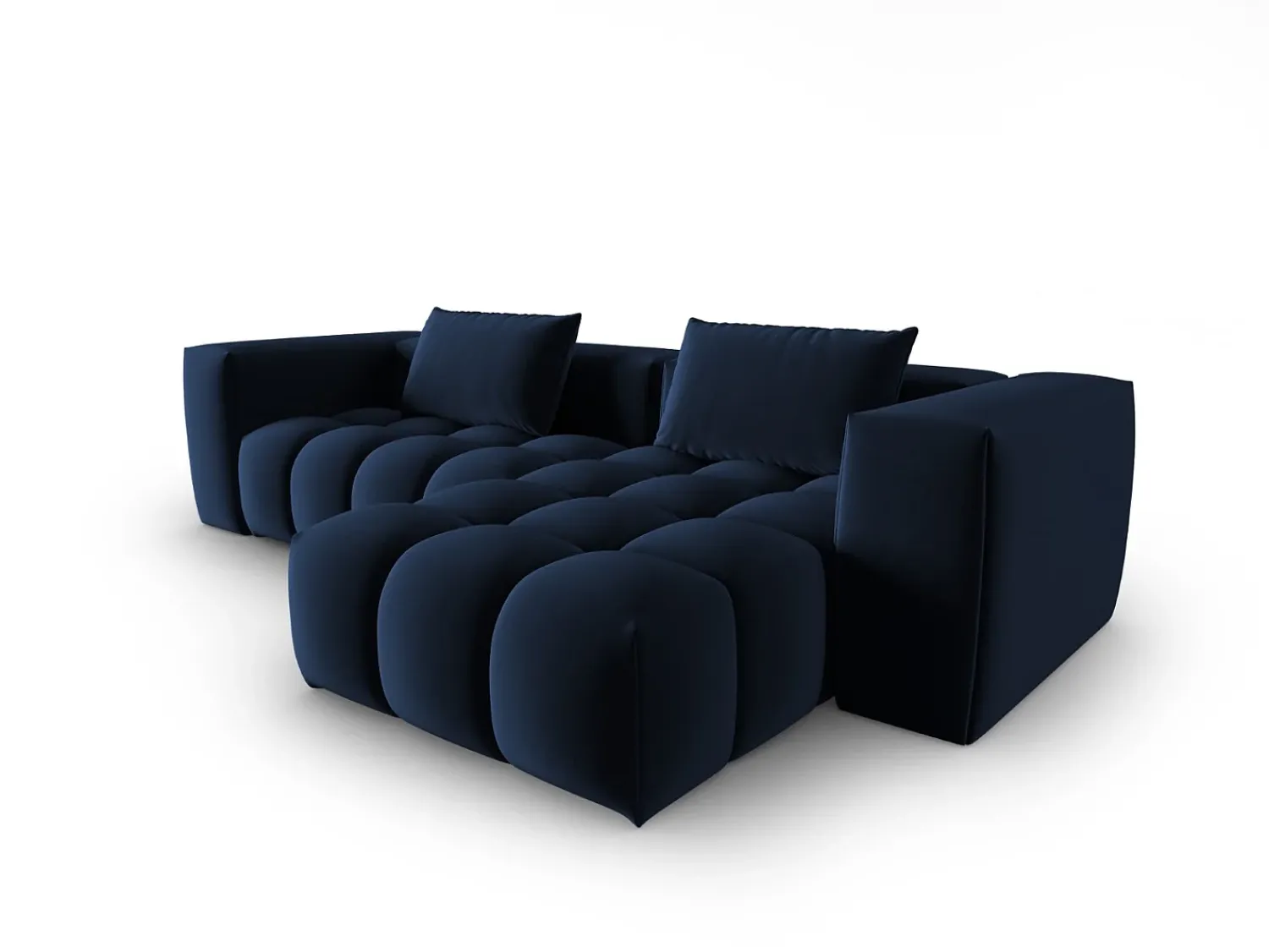 CXL by Christian Lacroix - Sofá modular de canto direito "Lorella" 3 lugares em veludo azul real - 260x145x70cm^ Sofá