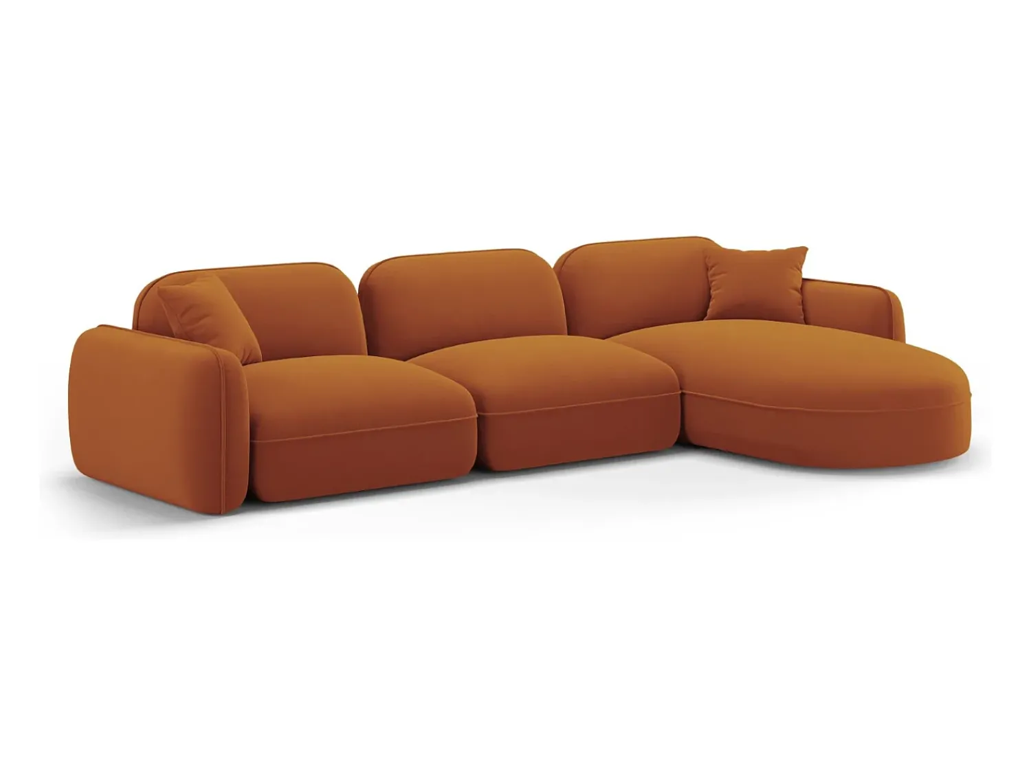 Sofá|CXL by Christian Lacroix - Sofá modular de canto direito "Lucien" 4 lugares em veludo - 320x165x70cm Terracota
