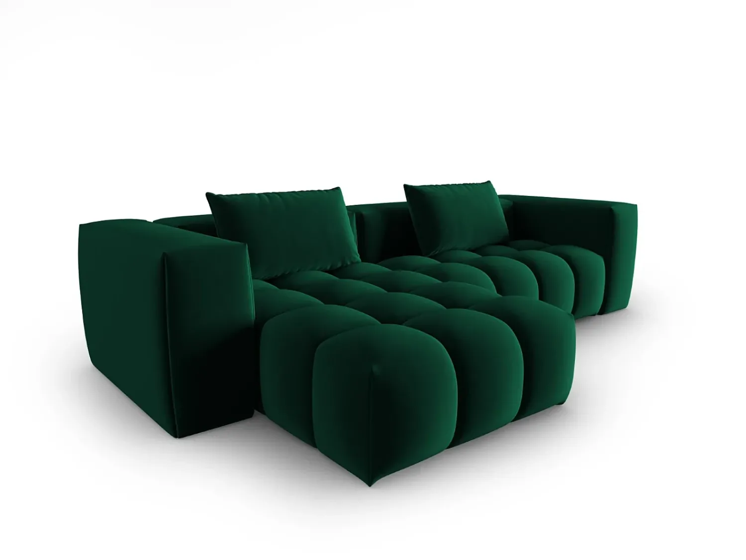 CXL by Christian Lacroix - Sofá modular de canto esquerdo "Lorella" 3 lugares em veludo verde garrafa - 260x145x70cm^ Sofá