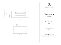 Sofá|CXL by Christian Lacroix - Sofá "Tendance" 1,5 lugares em tecido estrutural - 156x122x72cm Preto
