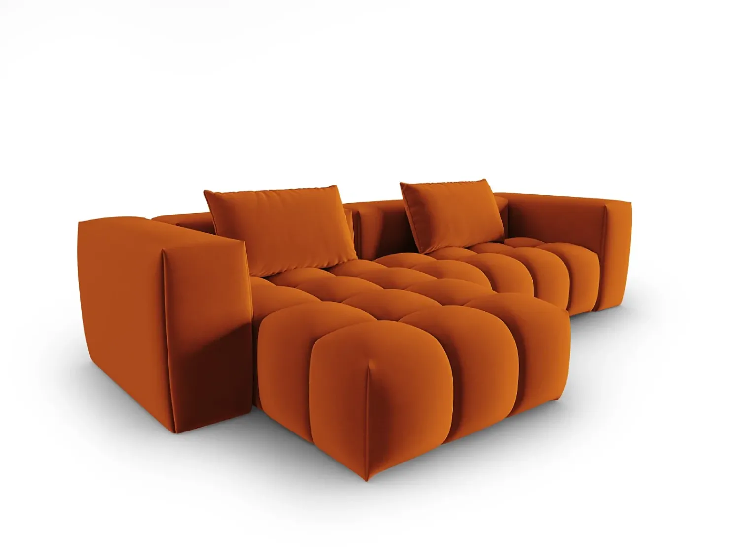 Sofá|CXL by Christian Lacroix - Sofá modular de canto esquerdo "Lorella" 3 lugares em veludo - 260x145x70cm Terracota