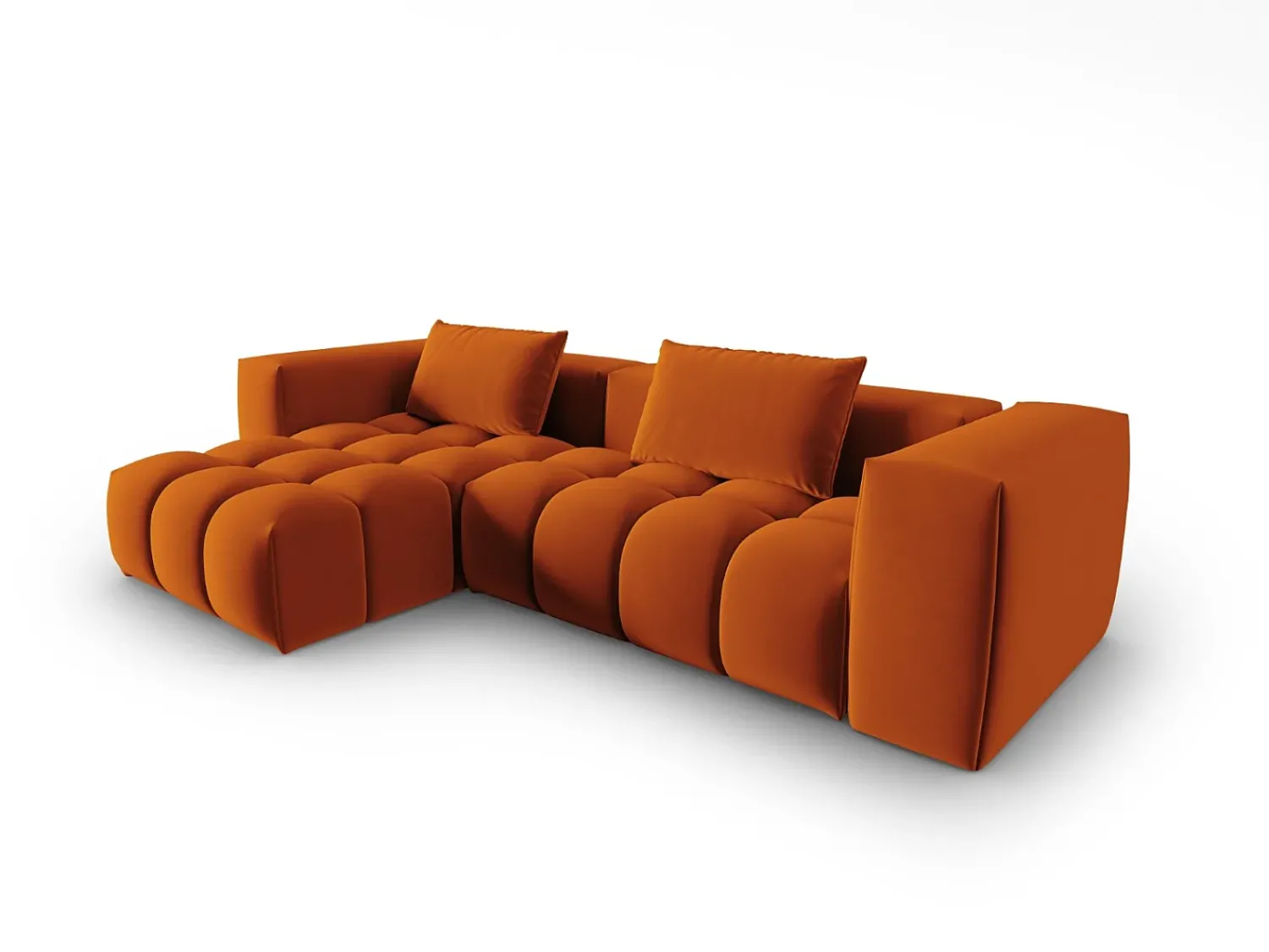 Sofá|CXL by Christian Lacroix - Sofá modular de canto esquerdo "Lorella" 3 lugares em veludo - 260x145x70cm Terracota