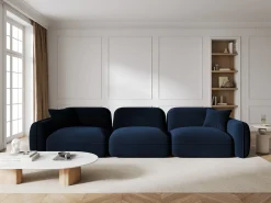 Online CXL by Christian Lacroix - Sofá modular "Lucien" 4 lugares em veludo azul real - 320x90x70cm Azul escuro