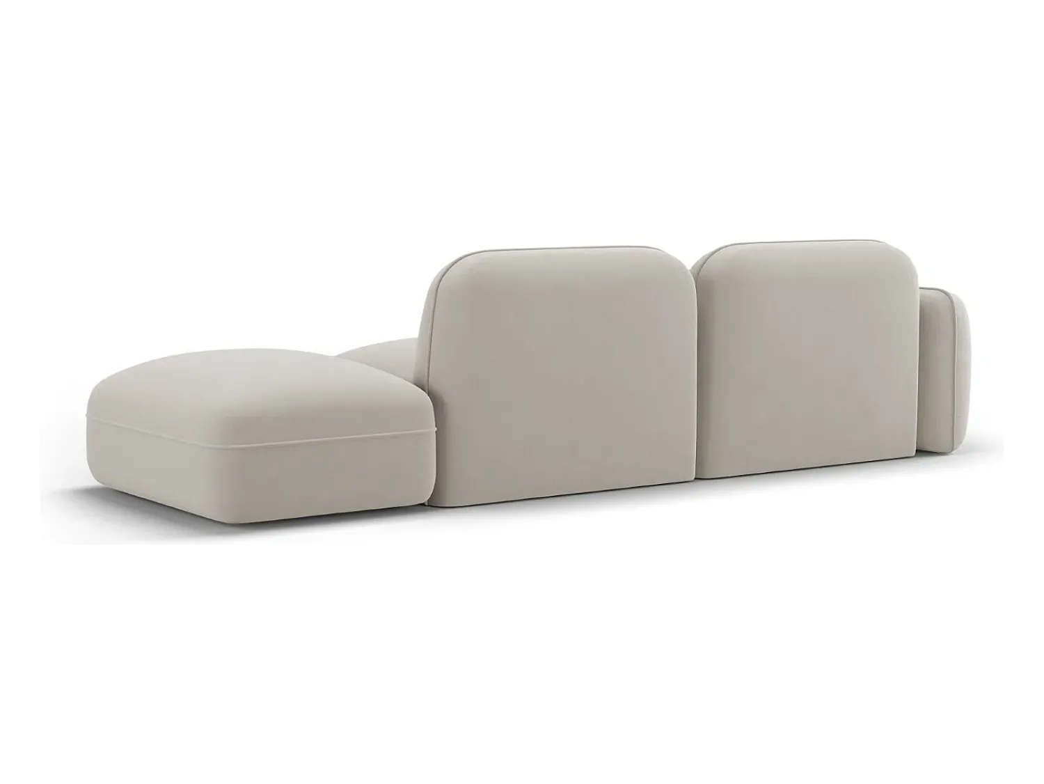 Sofá|CXL by Christian Lacroix - Sofá modular direito "Lucien" 3 lugares em veludo claro - 295x90x70cm Bege