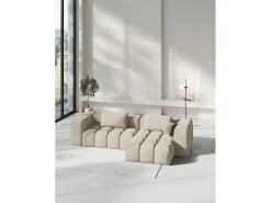 Sofá*CXL by Christian Lacroix - Sofá modular de canto direito "Lorella" 3 lugares em tecido estrutural areia - 260x145x70cm Camel