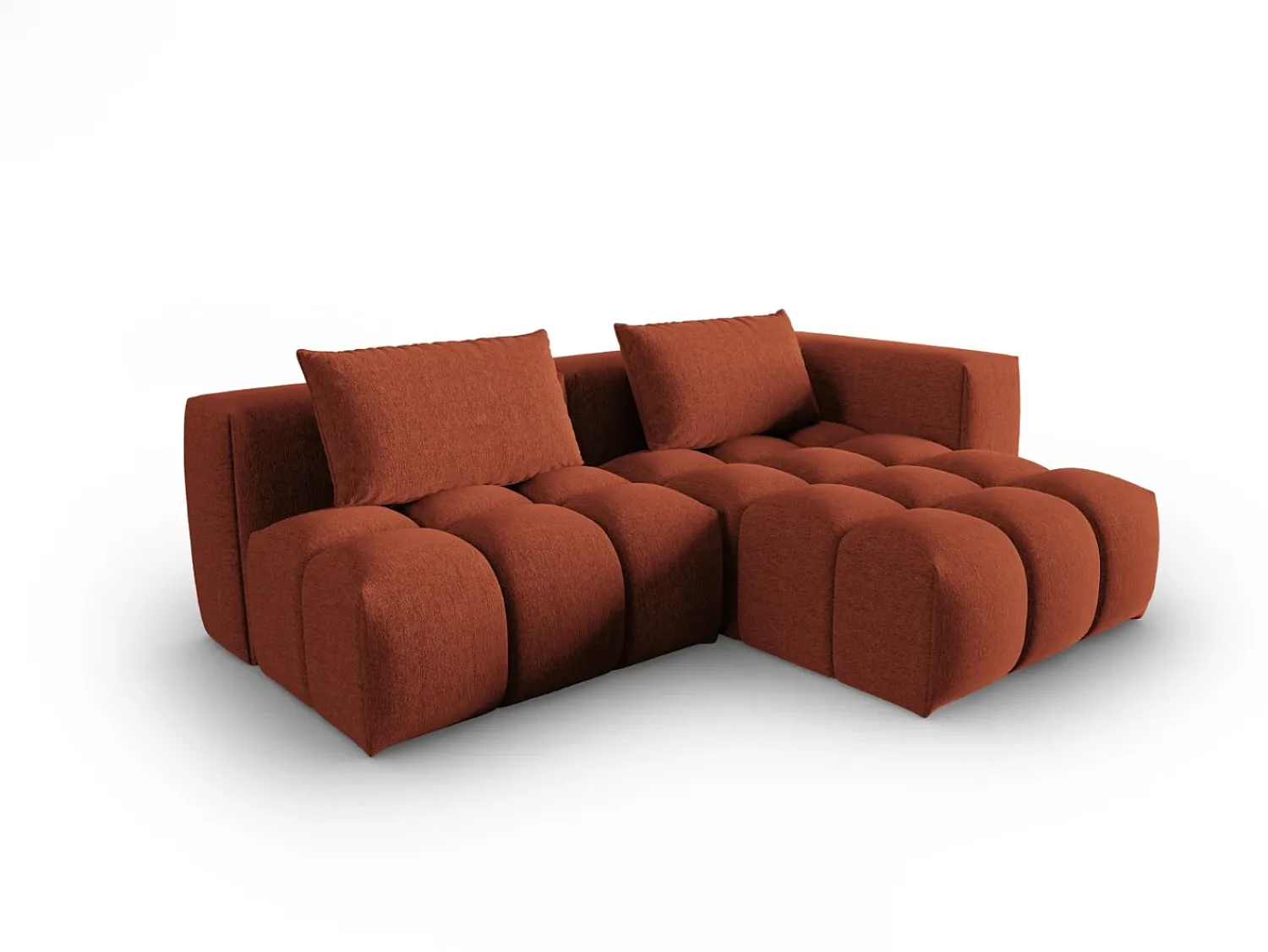 Sofá*CXL by Christian Lacroix - Sofá modular de canto direito "Lorella" 3 lugares em tecido estrutural - 205x145x70cm Coral