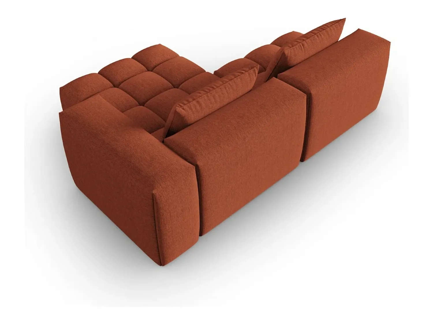 Sofá*CXL by Christian Lacroix - Sofá modular de canto direito "Lorella" 3 lugares em tecido estrutural - 205x145x70cm Coral