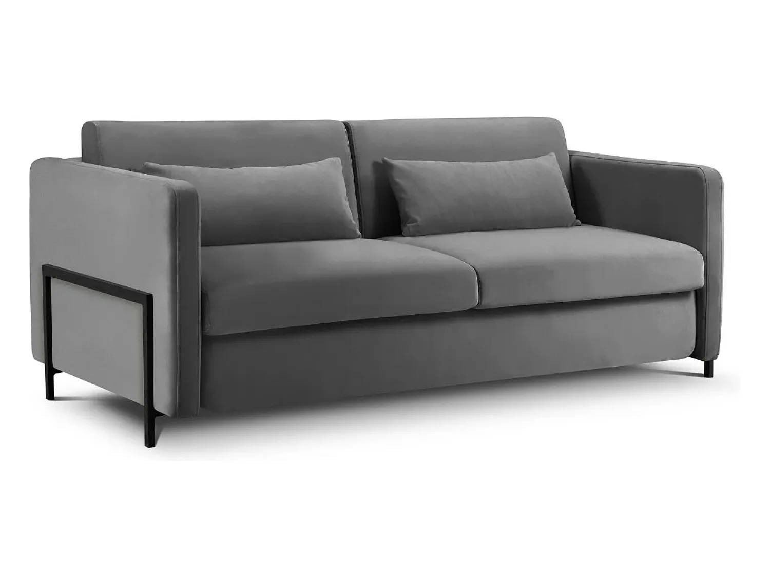 CXL by Christian Lacroix - Sofá-cama "Yanis" 2 lugares em veludo cinza escuro - 182x102x80cm^ Sofá