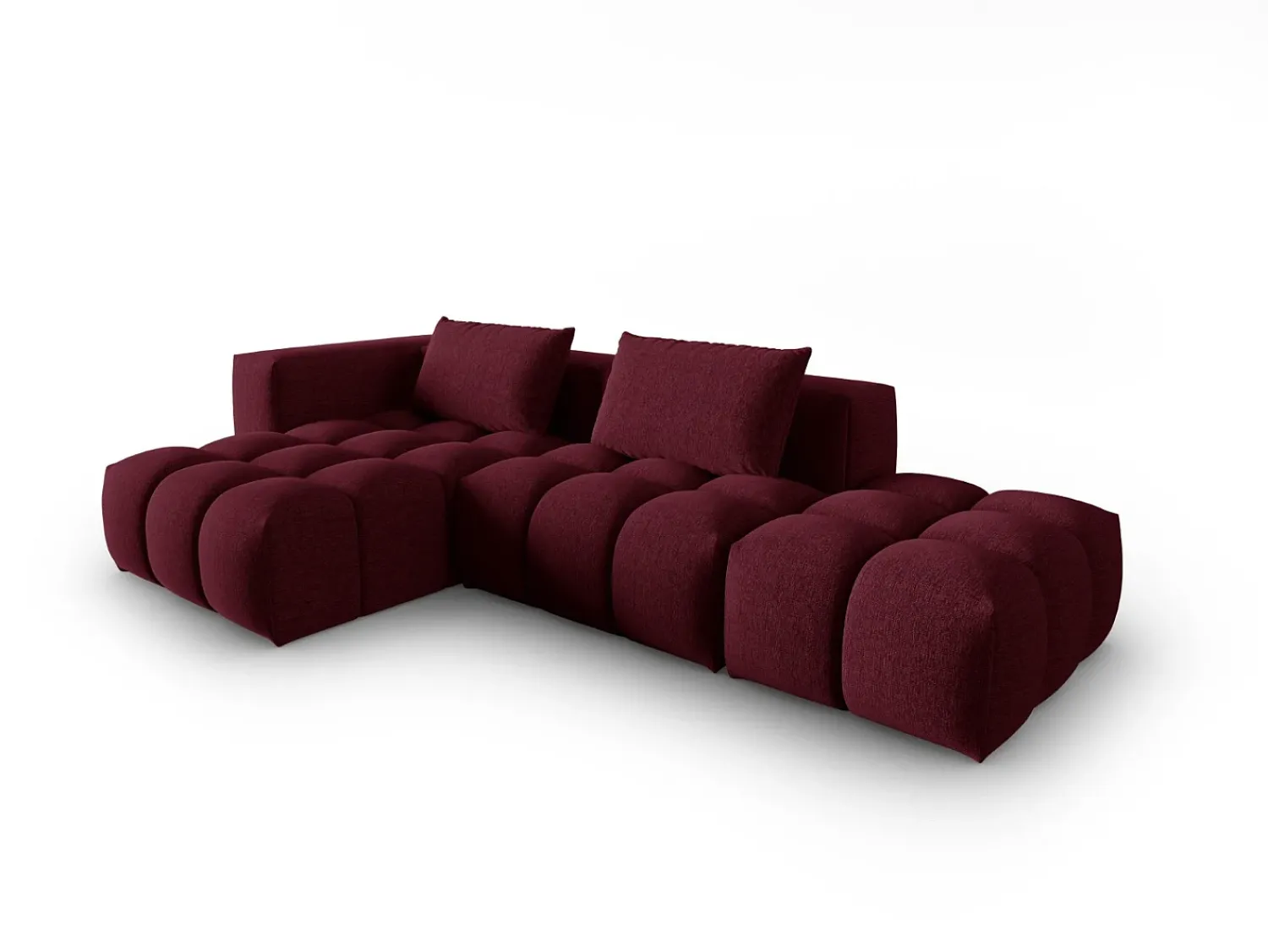 Sofá|CXL by Christian Lacroix - Sofá modular de canto esquerdo "Lorella" 4 lugares em tecido estrutural - 265x145x70cm Bordeaux
