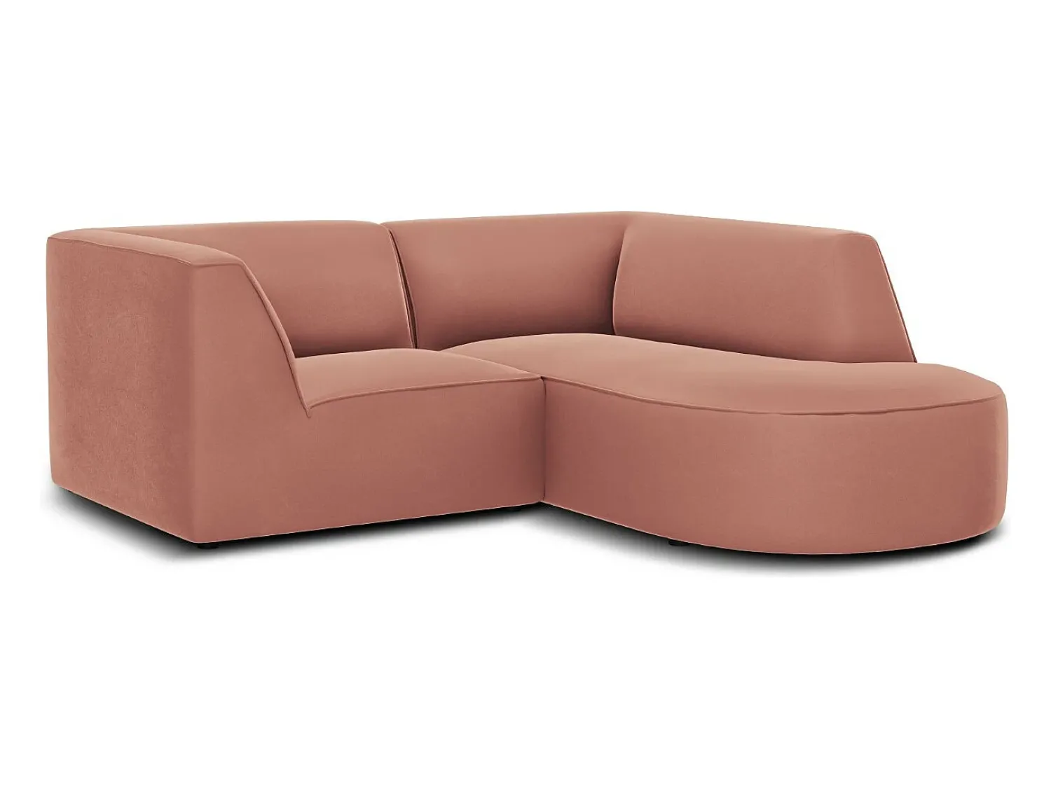 Sofá|CXL by Christian Lacroix - Sofá de canto direito "Charles" 3 lugares em veludo - 186x180x69cm Rosa